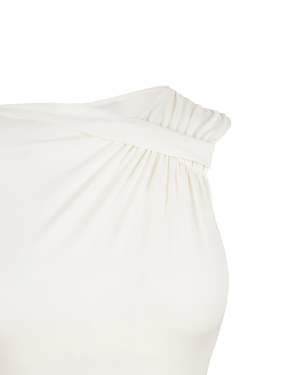 Tek Kol Yaka Detaylı Çıtçıtlı Body - Ekru Body & Bluz Modelleri