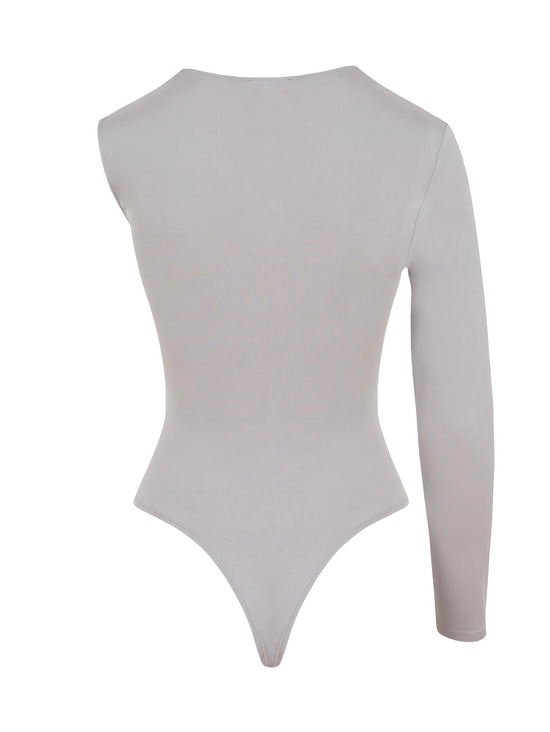 Tek Kol Yaka Detaylı Çıtçıtlı Body - Gri Body & Bluz Modelleri