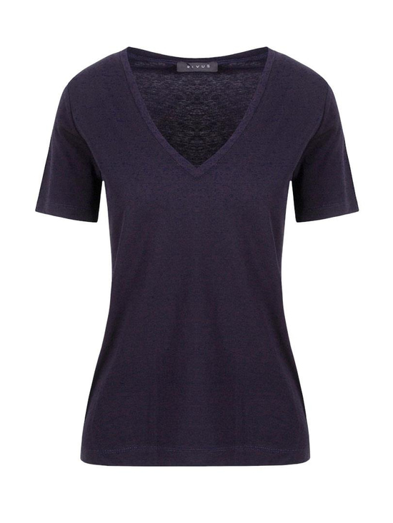 V Yaka Basic T-shırt - Lacivert