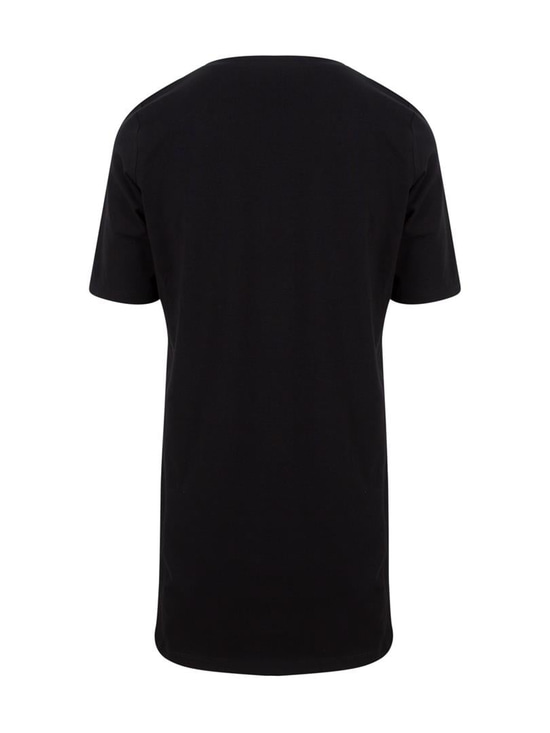 V Yaka Önü Arkası Uzun Basic T-shirt - Siyah