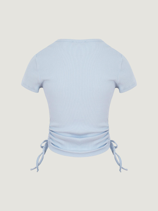 Yanları Büzgü Detaylı Kısa Kollu Body - Mavi Body Modelleri