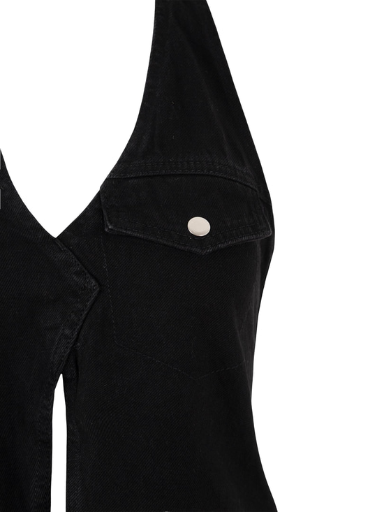 Yelek Görünümlü Jean Bluz - Siyah Body & Bluz Modelleri