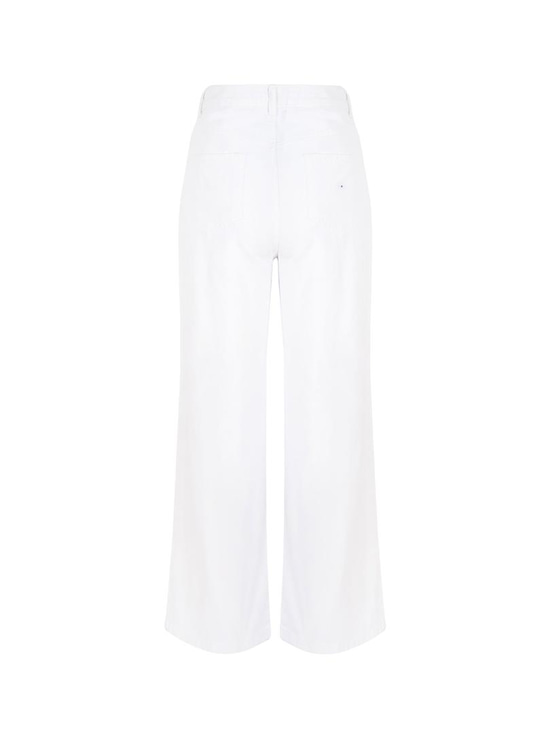 Yüksek Bel Wide Leg Kristal Taşlı Beyaz Jean - Beyaz