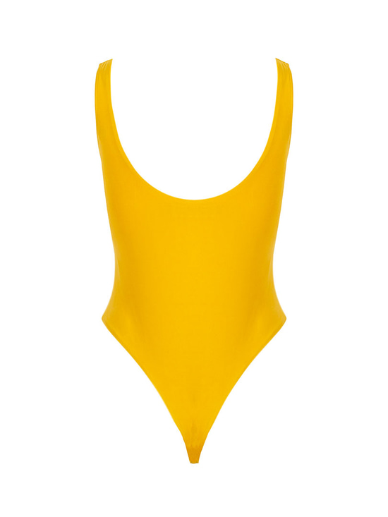 Yüzücü Atlet Kesim Alttan Çıtçıtlı Body - Sarı