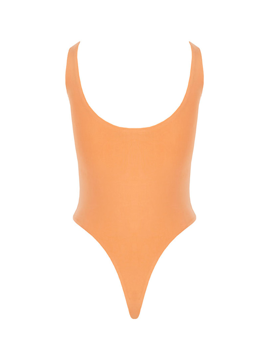 Yüzücü Atlet Kesim Alttan Çıtçıtlı Body - Turuncu