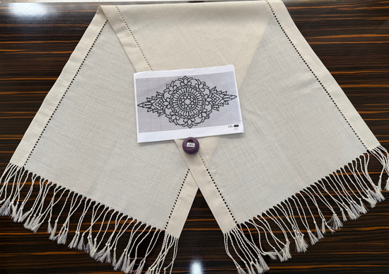 DK 106 Nolu Şablon Ve İpler  Burgu Püsküllü Ajur Detaylı Salon Set Açık Taş