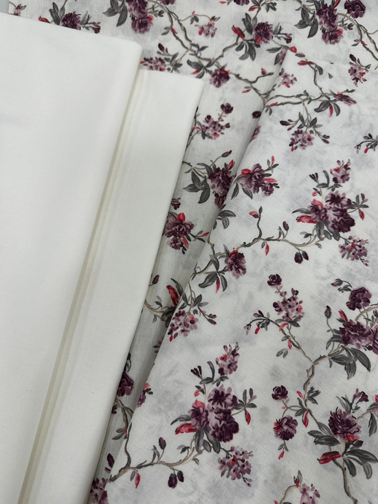 Serpme Mini Çiçek  Desen Akfil Kumaş D2330 Mürdüm