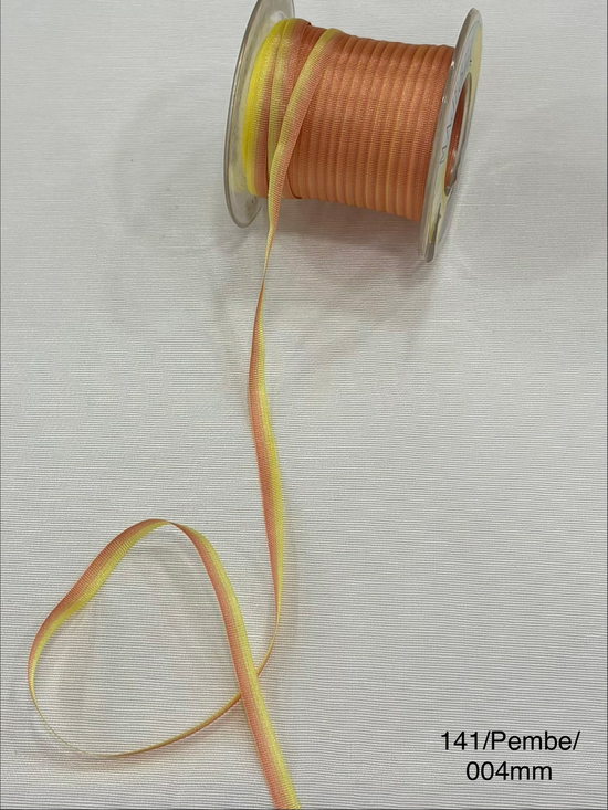 141 No Pembe Batik İpek Kurdele 4 Mm Genişlikli