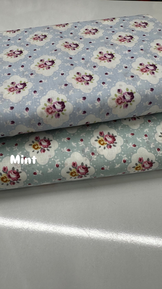 Çerçeve İçi Gül Desen Poplin D89200 Mint