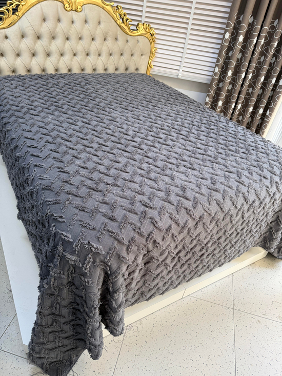 Kesik Zigzag Püskül Desen Etuval Limi Pike Antrasit