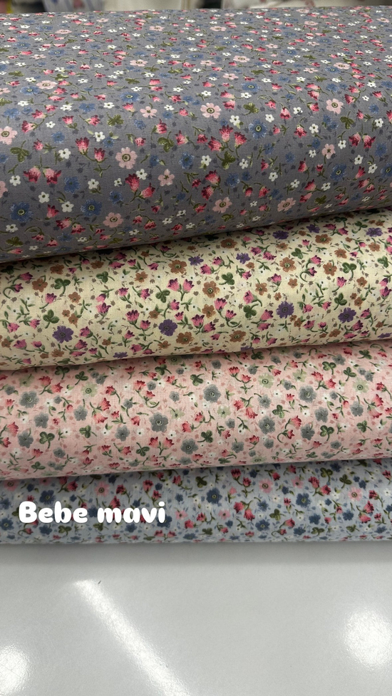 Çıtır Çiçek D103 Desenli Poplin Bebek Mavi