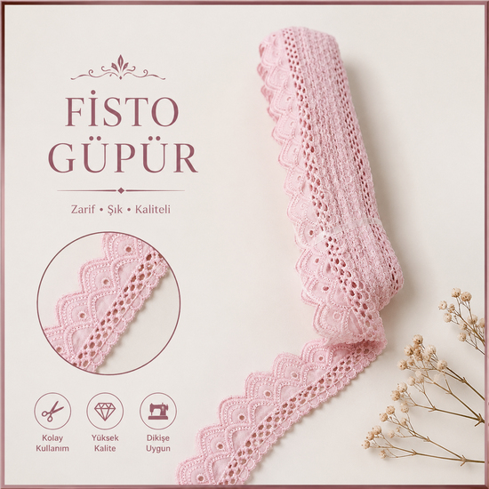 5 Numaralı Desen Fisto Güpür Top Pembe