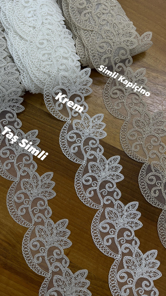 Sarmaşık Desen Fransız Güpürü (Metre İle) Krem