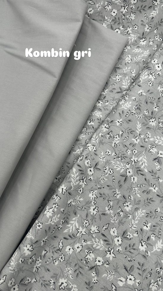 Ada Soft Çiçek Desenli Akfil Kumaş D88500 Gri