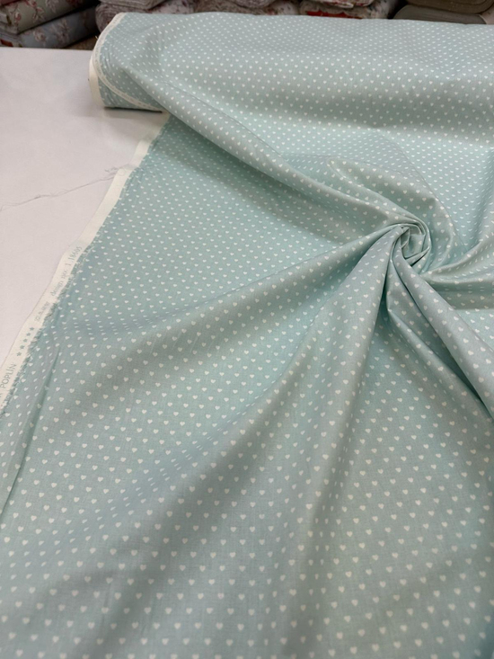 Zemin Mini Kalp Desen Poplin Mint