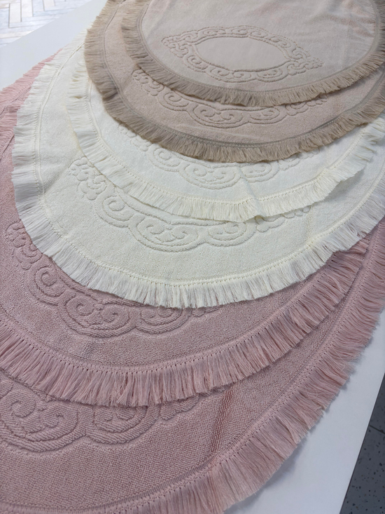 Oval Havlu Paspas Set (Püskül Detaylı)