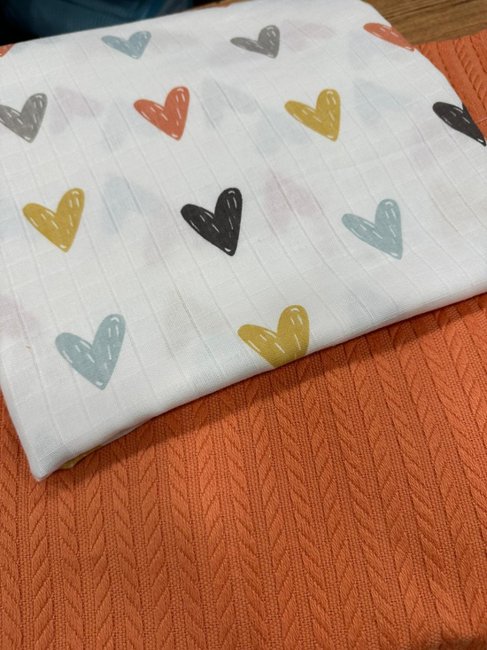 Hardal Suluboya Kalpler Desen Müslin D2350 Tarçın