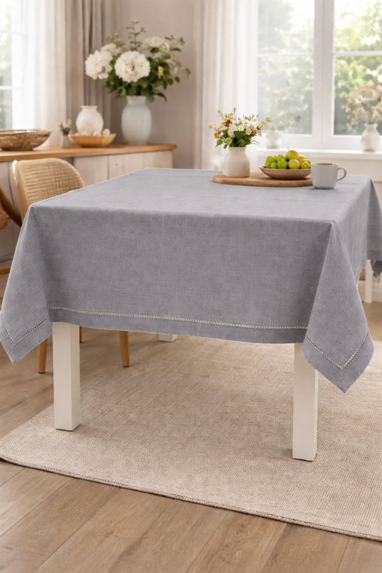 Ajur Detaylı Linen Kumaş Masa Örtüsü