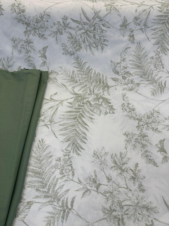 Gölge Bahçe Desen Poplin D80665 Çağla Yeşili