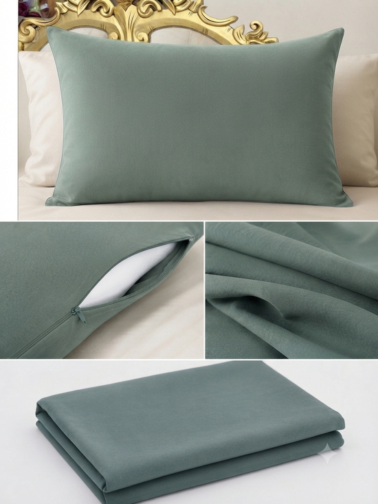 Sage Green İpek Dokulu Yastık Kılıfı 50x70 cm | Antistatik & Nefes Alabilen Premium Kumaş