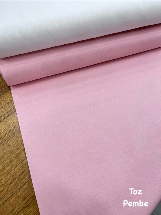 Düz Renk Duck Keteni Toz Pembe