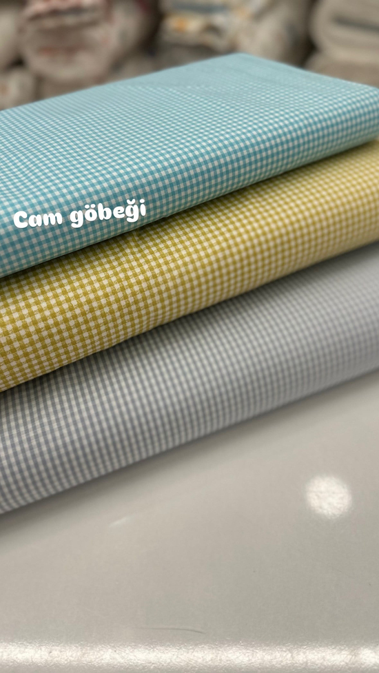 Mini Kareli Poplin Kumaş Cam Göbeği