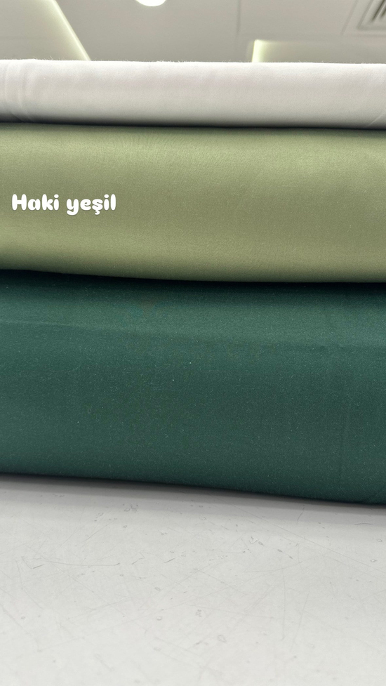 Mat Pamuk Saten Haki Yeşil