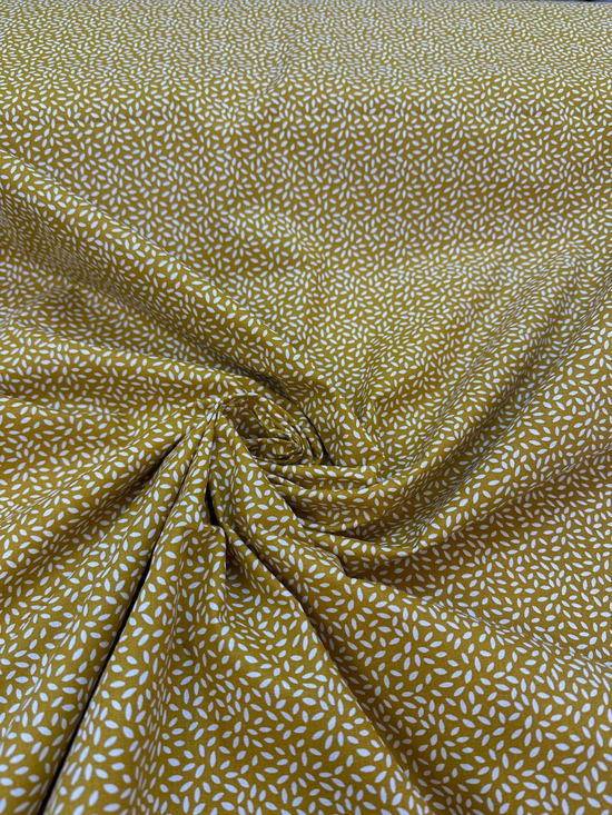 Mini Desenli Premium Poplin D2785 Hardal