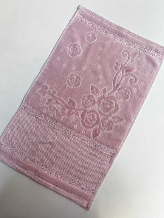 Etamin Boşluklu, Püskülsüz Kadife Mutfak Havlusu Pembe