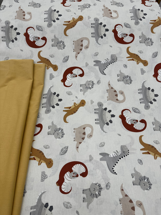 Dinozorus Desenli Akfil Kumaş D88150 Krem