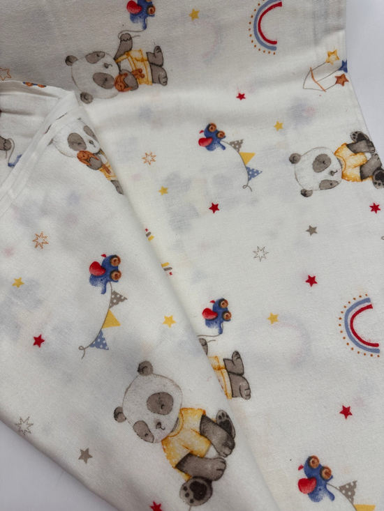 Panda Ve Flama Desenli Pazen D0685 Sarı