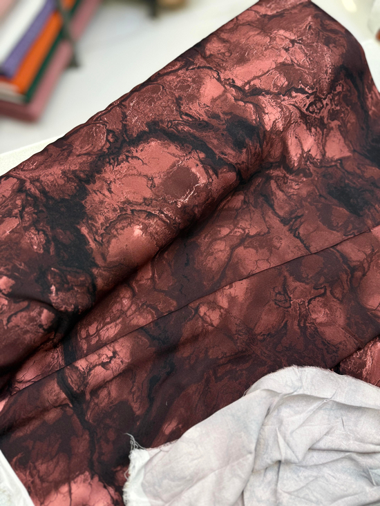 Marble Lüks Çift En Kaşmir Viskon Bordo