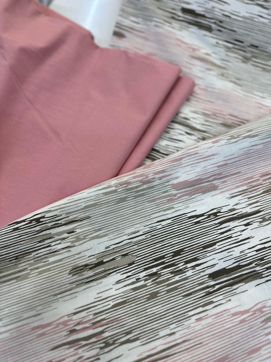 Çizgi Desen Akfil Kumaş D80485 Pudra