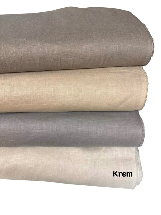 Premium Keten Kumaş Krem