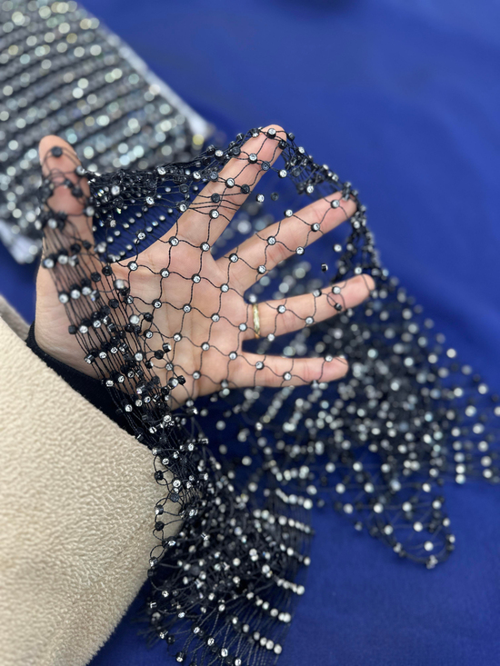 Zemin Taş Detaylı File Aksesuar Siyah