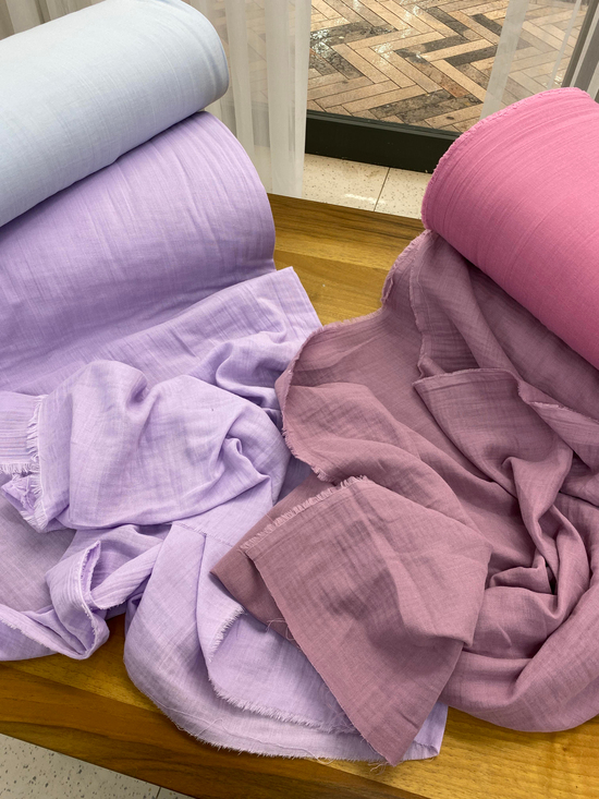 Açık Violet Çift Katlı Düz Renk Müslin