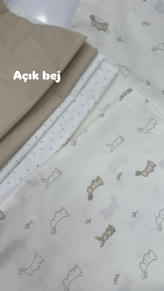 Tavşan Desenli Akfil Kumaş D89170 Bej