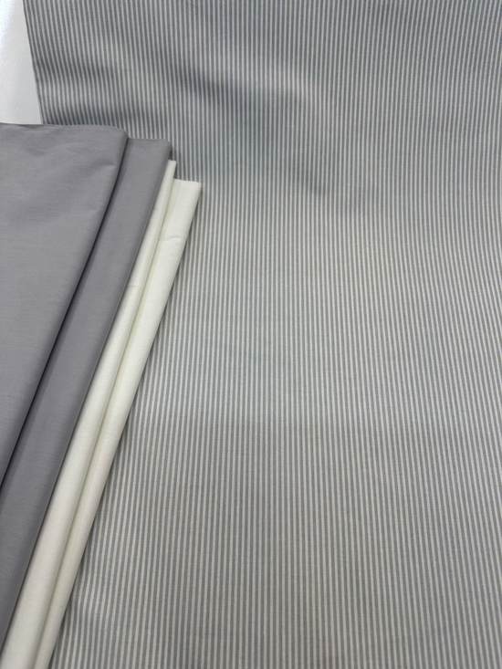 İnce Çizgili Desen Akfil Kumaş D80610 Gri