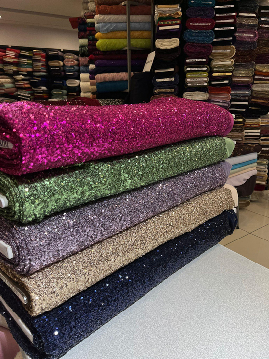 Sıvama Merserize Yoğun Pul Payet Kumaş Fuşya