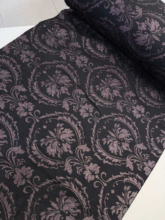 Bakır Desenli Soft Kumaş (Geniş Enli) Siyah