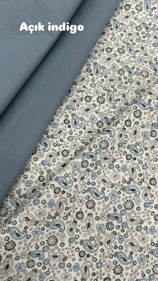 Mini Şal Desenli Akfil Kumaş D88700 Mavi