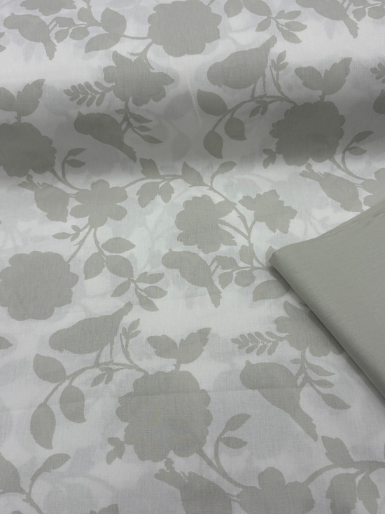 Lavinya Kuş Ve Çiçek Desen Akfil Kumaş D81150 Pastel Yeşil
