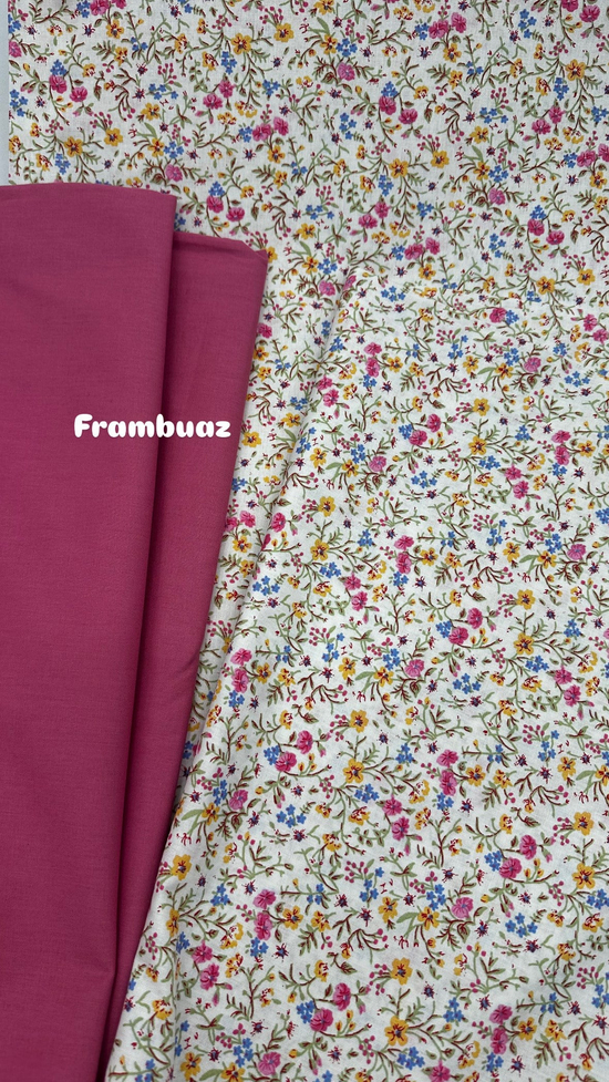 Kır Masalı Mini Çiçek Desenli Akfil Kumaş D88450 Pembe