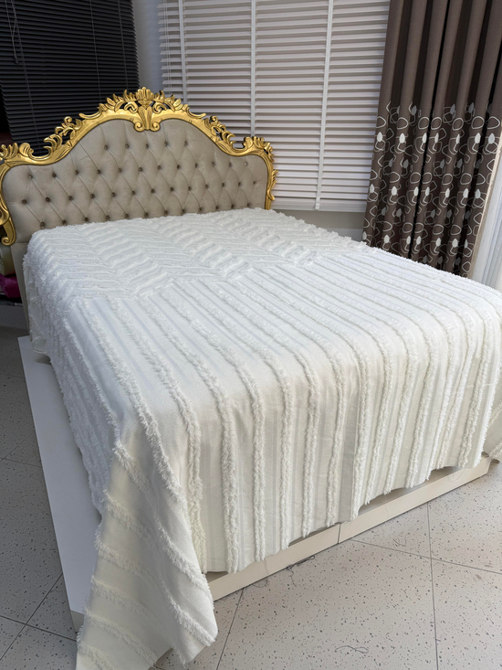 Dalga Pano Desen Püskül Desen Etuval Limi Pike  (2,60 M ) Krem