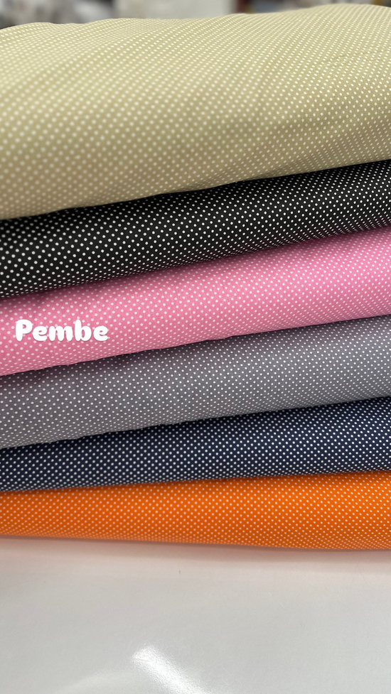 Mini Puanlı Poplin Kumaş Pembe