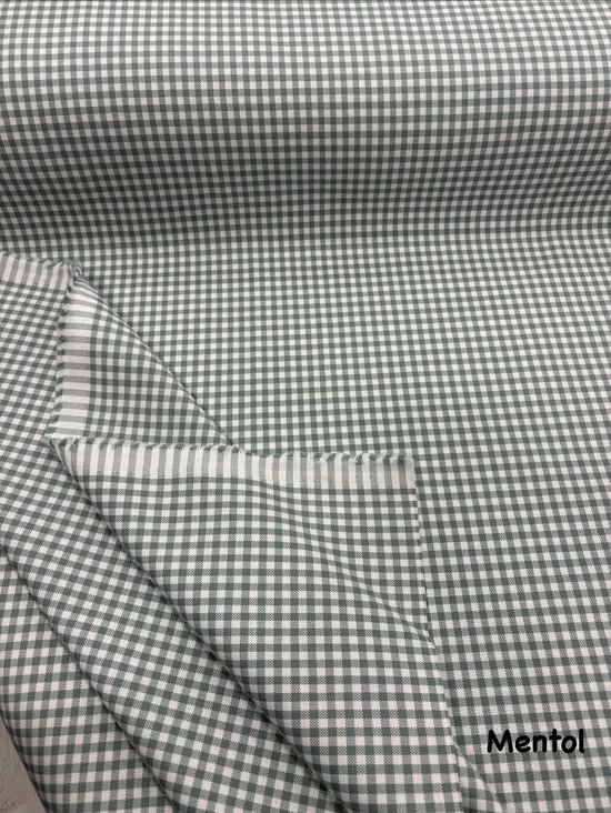 Mini Kareli Etuval Cotton Duck Keteni Mentol Yeşili