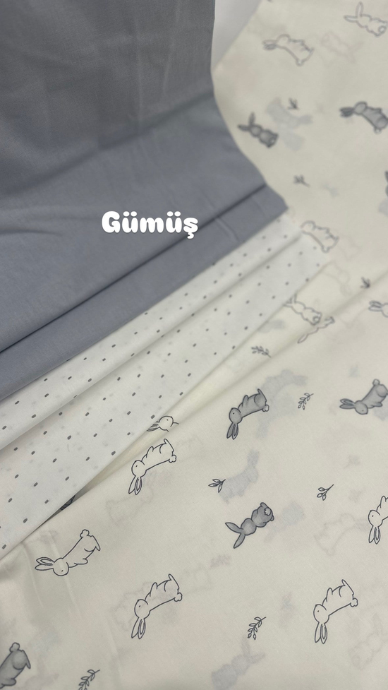 Tavşan Desenli Akfil Kumaş D89170 Gri