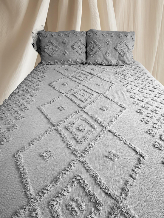 Kilim Desen Limi Örtü Ve Yastık Kupon Pike Gri