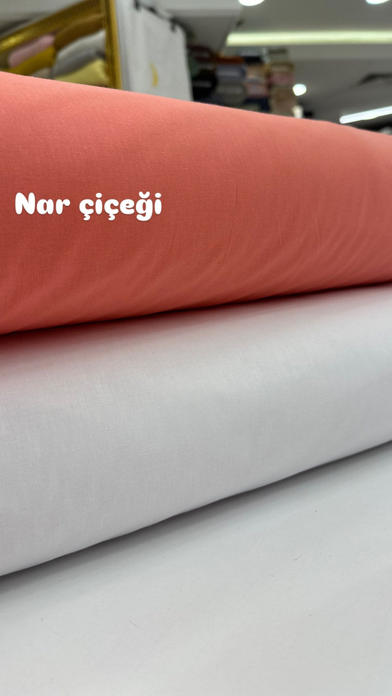 Düz Renk Akfil Kumaş Nar Çiçeği