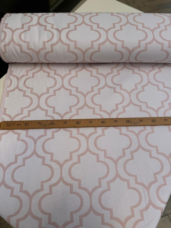 Efes Desen Etu Cotton Keten Kumaş Pudra Pembesi